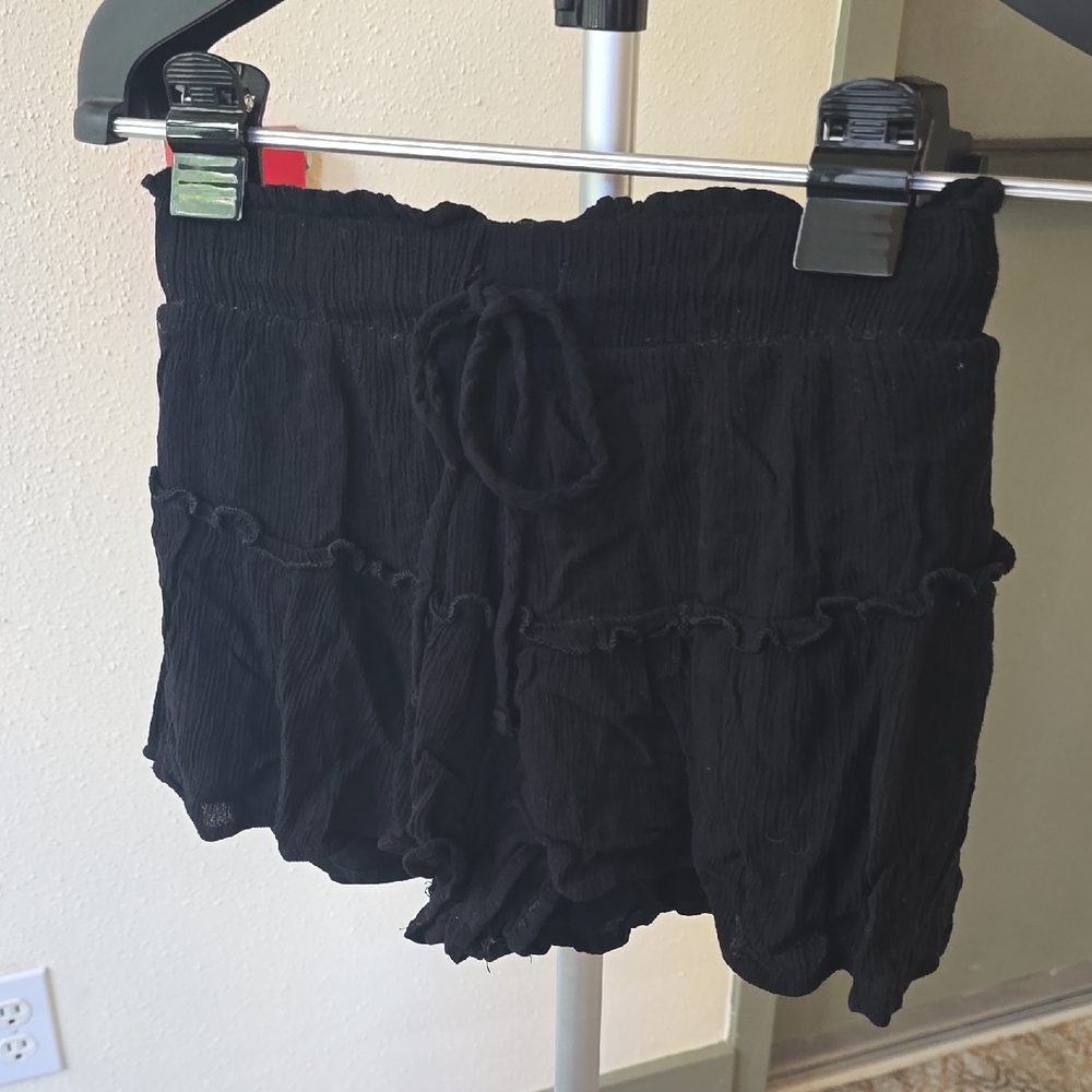 Altar'd State Black High Waist Ruffle Shorts